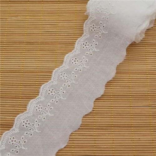 14Yards 100% Cotton Lace White Cotton Ruffle Eyelet Lace 6.5cm Crafts/Costume/Larp/Sewing wholesale