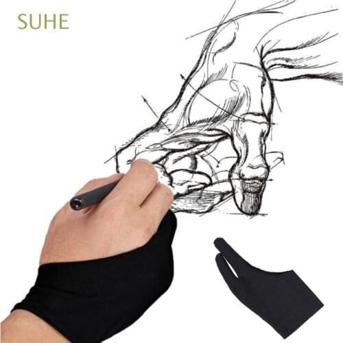 2 Packs Universal Soft Fingerless Artist Anti-fouling Drawing Gloves