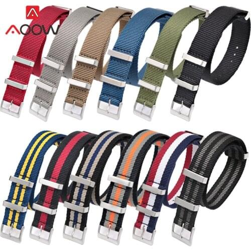 20mm 22mm High Density Woven Nylon Nato Strap Canvas Band Men Military Zulu Stainless Steel Buckle Replacement Bracelet Belt