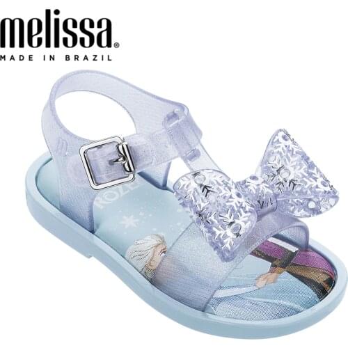 2021 Disney New Bow Mini Melissa Frozen Princess Girl Jelly Shoes Sandals Bow Melissa Sandals Kids Non-slip Summer Girl Shoes