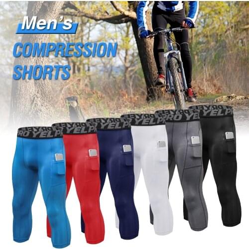 3 Packs Men High Waist Yoga Pants Quick Dry Sports Pants Fitness Leggings Workout Pants with Pocket running men joggers