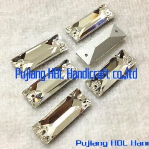 5x15mm 100pcs Rectangle Glass Transperant Clear Colour Sew On Stones With 2 Holes Dresses Decoration Rhinestones