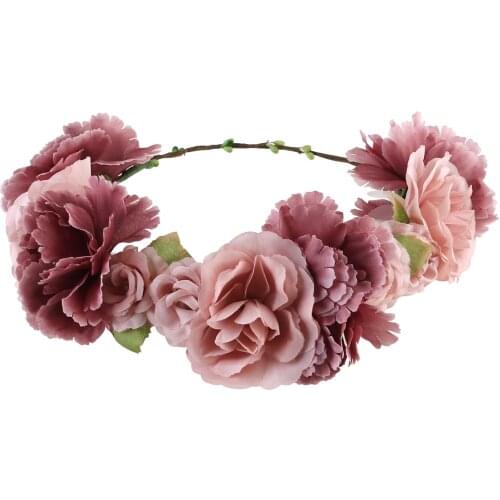 ULTNICE Flower Wreath headband Floral Garland Crown Hair Accessories with Ribbon for Wedding Featival Party Holiday Light Cafe