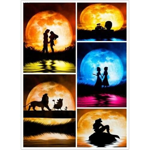 TOUOILP Full Square 5D DIY Diamond Embroidery "Cartoon moonlight" Diamond Painting Cross Stitch Mosaic Decor Gift