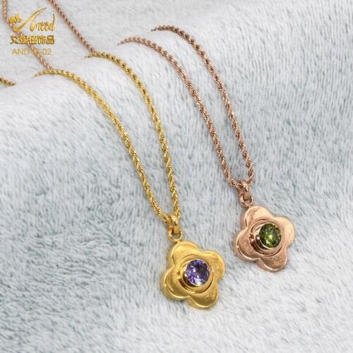 ANIID Flower Necklace Zircon Pendant For Woman Fashion Choker Jewelry Rose Gold Stainless Steel Chain Charm Neck Accesorios 2021