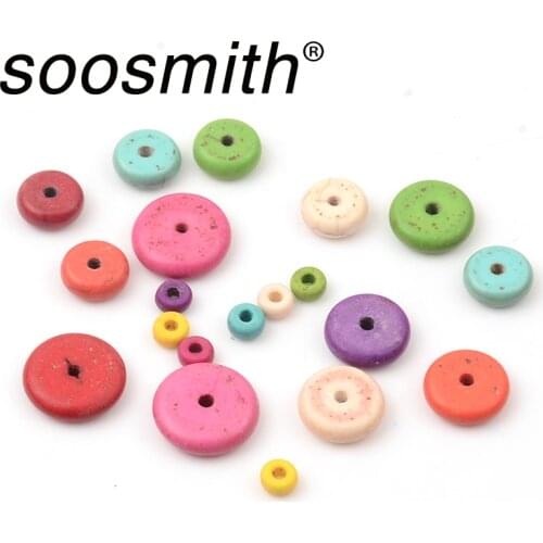 Wholesale Natural Stone Colorful Flat Round Spacer Turquoises Beads Loose Spacer Beads For Jewelry Making DIY Bracelet