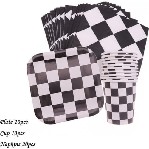 Party Black and white Lattice Wedding Christmas birthday home Plate Banner party supplies birthday party decorations kids