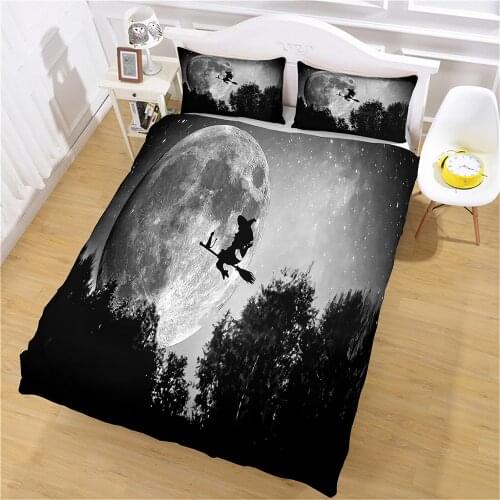 Home New Personality Witch Print Adult Childrens Down Quilt Cover Bedding and Pillowcase King Size Single Double Bed Cover