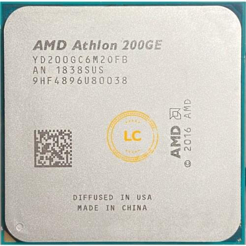 AMD Athlon 200GE X2 200GE 3.2 GHz Dual-Core Quad-Thread CPU Processor YD200GC6M2OFB / YD20GGC6M2OFB Socket AM4