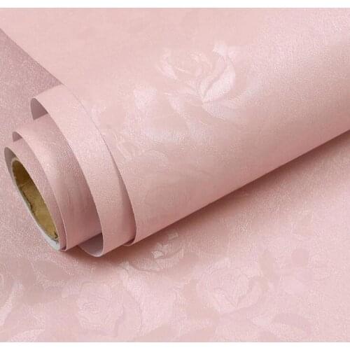 Environmental Protection Pink Floral Embossed 3D Wallpaper Self Adhesive Wall Paper for tv Background 5m 10m in Roll Back Glue