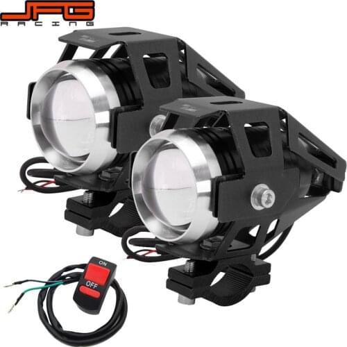 Motorcycle Spotlight LED Headlight Auxiliary Lamp Signal Work Fog Head Spot Light 12V 125W 3000LMW U5 DRL Dirt Street Bike