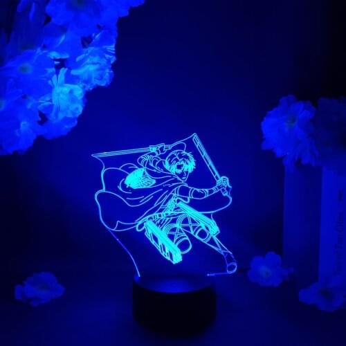 Anime Attack on Titan Figurine Levi Dash LED Nightlight Art Decoration Cool Otaku Friends Gift Desk Lamp LGBT Character Levi