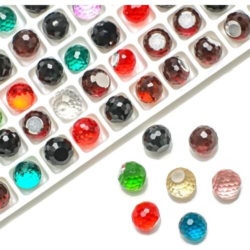 Faceted Glass Round Beads Red No Hole 6/8/10/12mm Crystal Flatback Beads For Jewelry Making Charms Earings Necklace Accessories