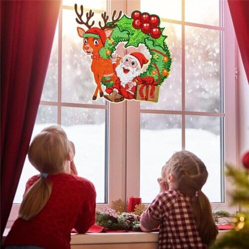 Huacan Diamond Painting Christmas Wreath Special Shaped Diamond Embroidery Mosaic Santa Claus Home Decor