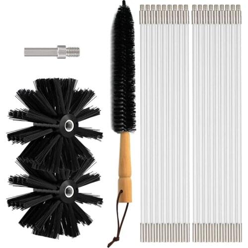 Quality Dryer Vent Cleaner 24 Feet, Flexible 18 Rods Dry Duct Cleaning Kit Chimney Brush with 2 Brush Heads and Dryer Lint