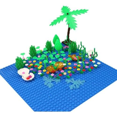 Seaside Block MOC Mini City Bush Trees Grass Plants Flowers Light DIY Building Blocks Bricks Action Figure Toys Particles Gifts