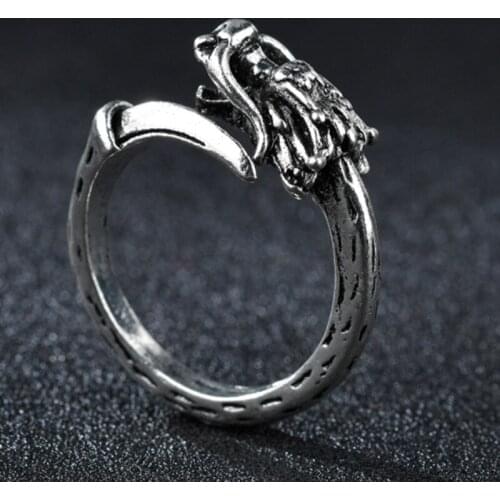Cool Opening Punk Rings Unisex Men Women Jewelry Adjustable Sterling Dragon Ring Good Gifts Animal Metal Gothic Accessories