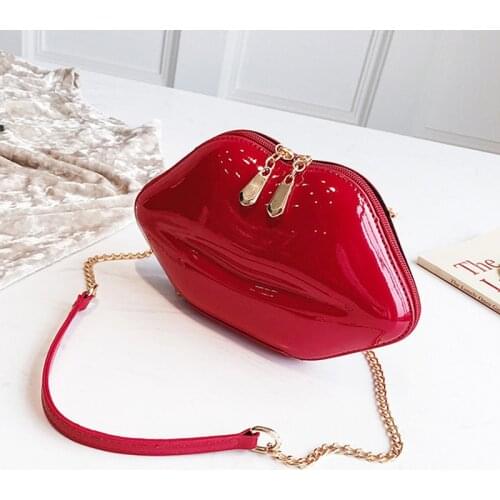 Small Red Bag Shaped Lips Purse PVC Luxury Designer Zipper Shoulder Cross Body Bag Mini Personality New Evening Clutch Bag