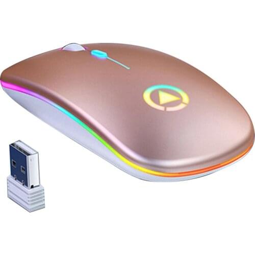 Fashion Gaming Mouse LED Backlit Rechargeable Wireless Silent Mouse USB Mouse Ergonomic Optical Desktop PC Computer Laptop Mouse