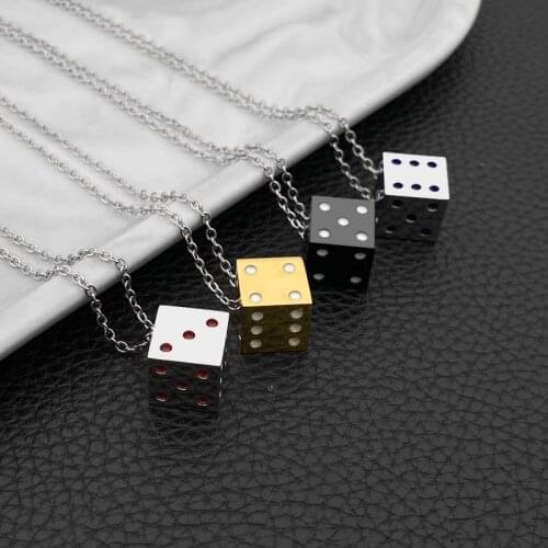 Hip-hop fashion titanium steel lucky dice necklace men and women couple pendant jewelry