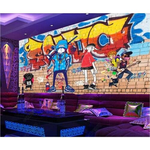 Custom photo mural 3d wallpaper Colorful street rock graffiti bar KTV home decor living room wallpaper for walls 3 d in rolls
