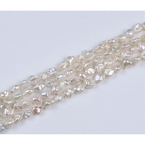 Natural 5-7mm White Reborn Pearl Straight Hole Keshi Pearl Strand