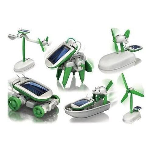 New More DIY 6 IN 1 Educational Learning Power Solar Robot Kit boat Solar DIY energy fan