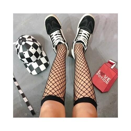 Summer Women Sexy Grid Socks Short Fishnet Socks Hollow Lattice Geometry Black Breathable Net Socks Female 1pair=2pcs tt099