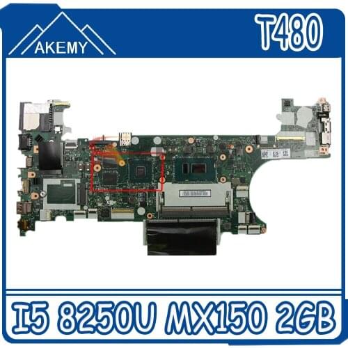 New ET480 NM-B501 For Lenovo Thinkpad T480 Notebook Motherboard CPU I5 8250U GPU MX150 2GB 100% Test Work FRU 01YR362
