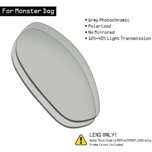 SmartVLT Polarized Sunglasses Replacement Lenses for Oakley Monster Dog - Grey Photochromic
