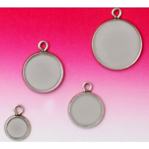 20pcs 8/10/12/14/16/18/20/25mm Stainless Steel Single Circle Pendant Cabochons Blank Jewelry with Bezel Setting Tray Cameo