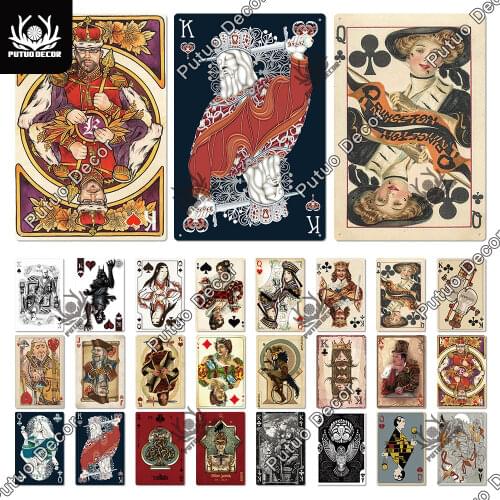 Putuo Decor Poker Metal Tin Sign Vintage Plaque for Interior Decoration Man Cave Living Room Home Wall Decor