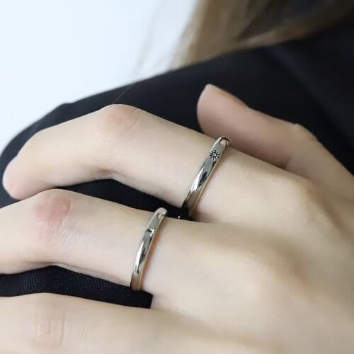 Sun Moon Star Couple Girlfriends Ring Gift Men and Women A Pair of Simple Classic Student Korean Pair Ring