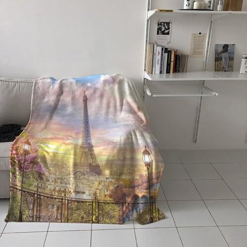 Modern Sofa Blankets Paris Balcony Architecture Art Travel On The Plane Portable Flannel Warm Blanket Bedroom Bed Coverlet