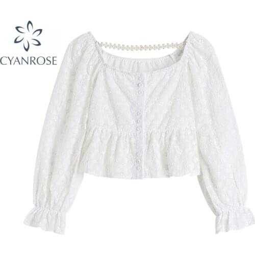 2021 Autumn Solid Simple Korean Blouses Woman Peter Pan Collar Loog Sleeve Bead Chain Vintage Casual Shirt Female New Streetwear