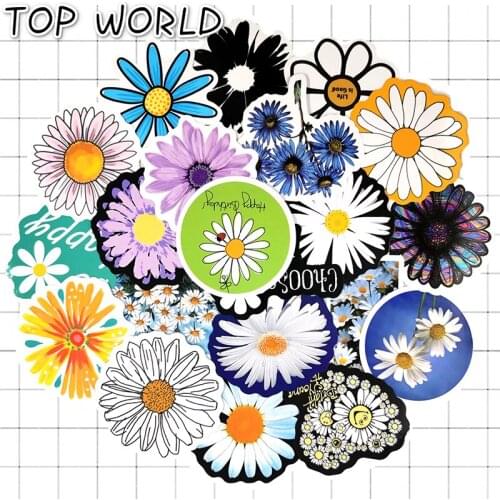 10/50pcs/pack Colourful Daisies Vsco Girl Stickers Toy Luggage Pvc Waterproof Sticker Motorcycle Luggage Notebook Sticker