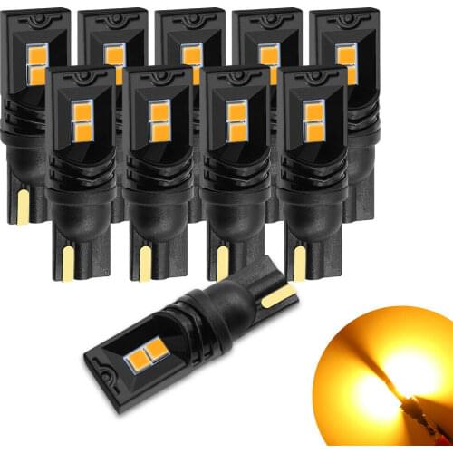 OKEEN 10pcs Super Bright Car T10 LED 3030 4SMD Bulb W5W 168 194 Turn Signal Light Amber White Blue Red License Plate Doom Lights
