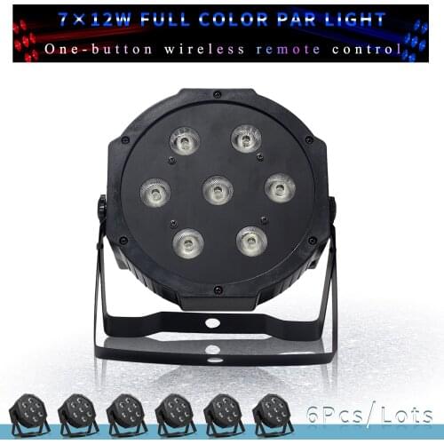 6Pcs/lots 7x18w 6 in 1 Par Led Light RGBWA UV Remote Control Plastic Light Led Par Staining Wall Washer For Stage Wedding Disco