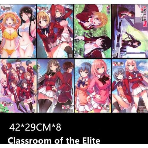 8 PCS/LOT Anime Classroom of the Elite Poster Toys Kiyotaka Ayanokoji Horikita Suzune Toy Wall Stickers Size 42 x 29cm