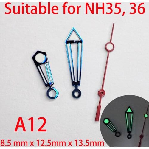 A12 suitable for NH35 watch pointers, watch accessories hand green/blue super luminous watch custom accessories NH36