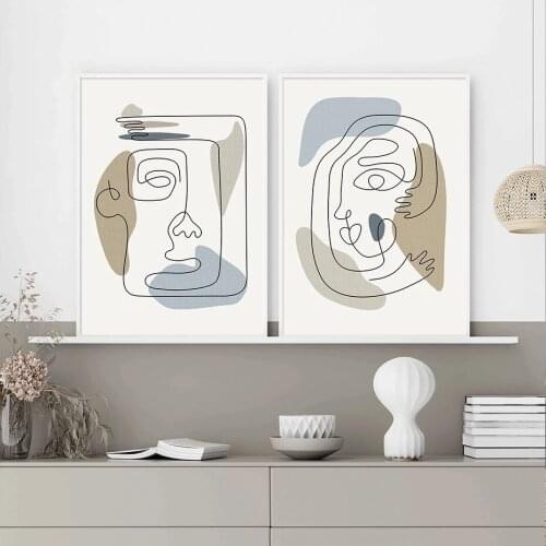 Abstract Simple Face Line Drawing Paintings Wall Art Nordic Canvas Prints and Posters Living Room Bedroom Corridor Decoration