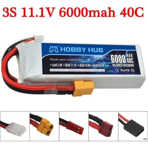 11.1v 6000maH 40C Rechargeable Batterry For RC Car Boat Drones Quodcopter Spare Parts 3s 6000mah 11.1v LIPO Battery T/XT60/JST