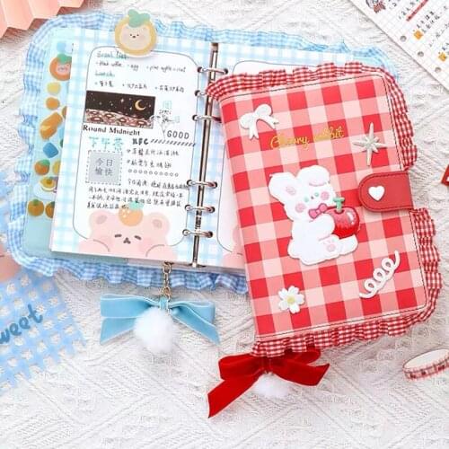 Cute girly heart metal loose-leaf detachable Notebook A6 Binder Kawaii Spiral Diary Color inside pages PU material Journal Gift