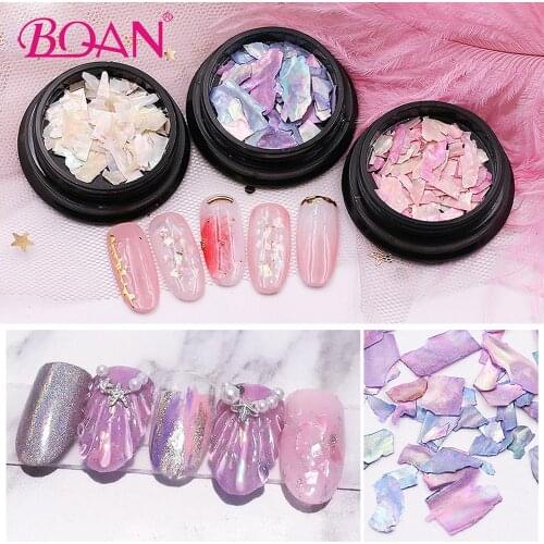BQAN 1 Box UV Gel 3D Nail Art Stickers Gradient Mixed Shell Slice Marble Sticker Manicure Shellfish Stones Decoration Tips Tools