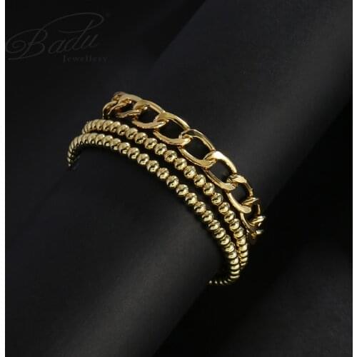 Badu Bohemian Geometric Multi Layer Bracelets Bangles Charm Adjustable Lasso Chain Bracelet Set for Women Jewelry Gifts