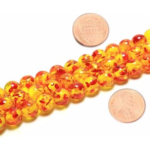 Bodhi Bead Fire Golden Resin Ambe Beads For Faux Beeswax Acrylic Jewelry Making Bracelet Necklace Jewellery Diy 6/8/10mm 15