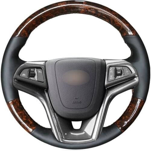 For Chevrolet Malibu 2011-2014 Volt 2011 2012 2013 2014 201 PU Wood Grain Black Leather Car Steering Wheel Cover car accessorie