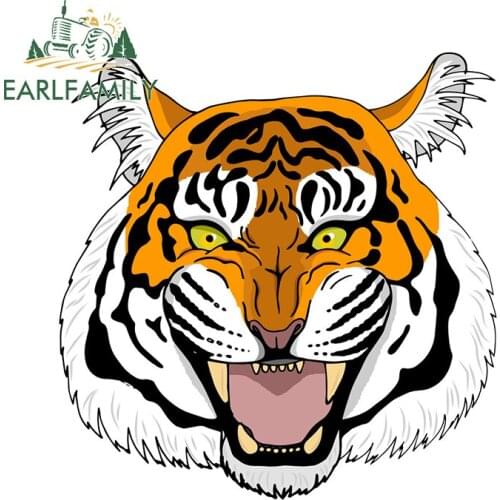 EARLFAMILY 13cm x 12.9cm for Snarling Face A Tiger Auto Decal DIY Car Styling Occlusion Scratch Car Stickers Suitable for VAN RV