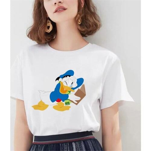 Disney Tshirt Donald Duck Print Women Cartoon T-shirts Graphic Hip Hop Streetwear Harajuku Short Sleeve Tshirt