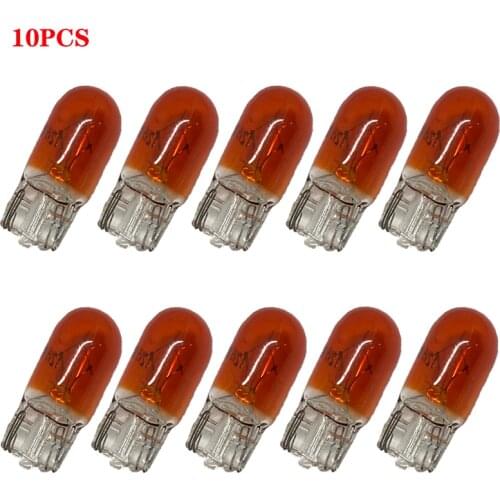 10pcs T10 Halogen Bulb W5W White Blue Amber Green Red yellow 12V 5W 194 501 Bright Side Wedges Car Light Source Instrument Lamp